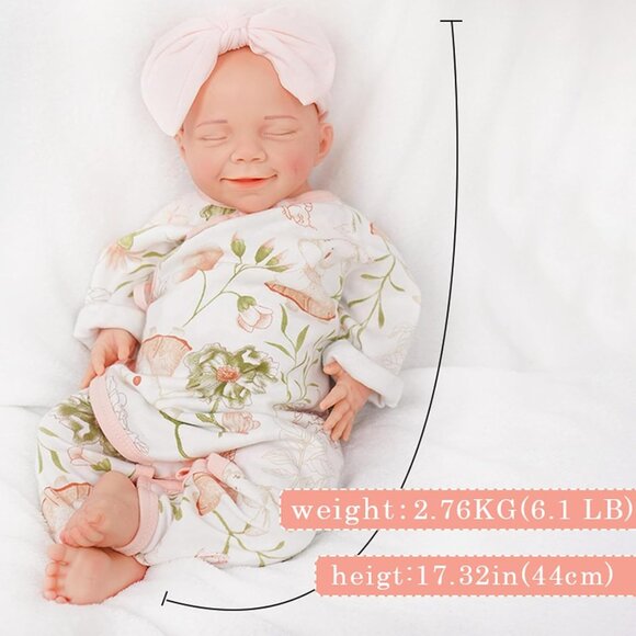 🆕17inch Realistic Full Body Silicone Close Eyes Newborn Mia-ivory White Girl - Picture 8 of 10